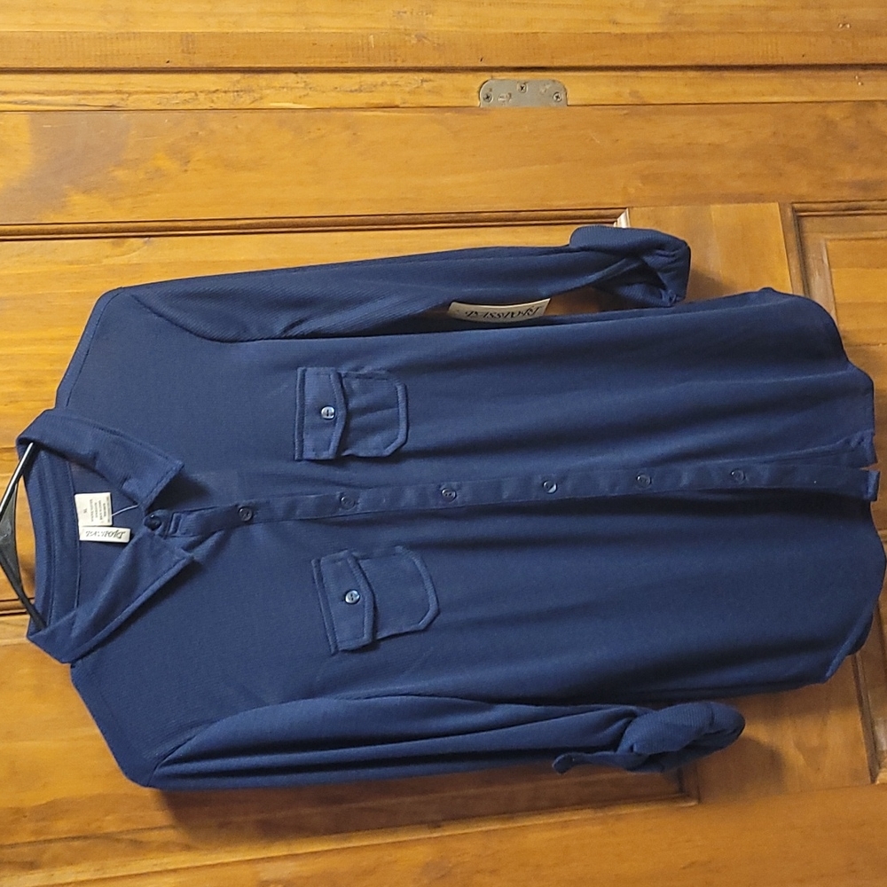 Passport XL new with tags navy blue button up shirt .
